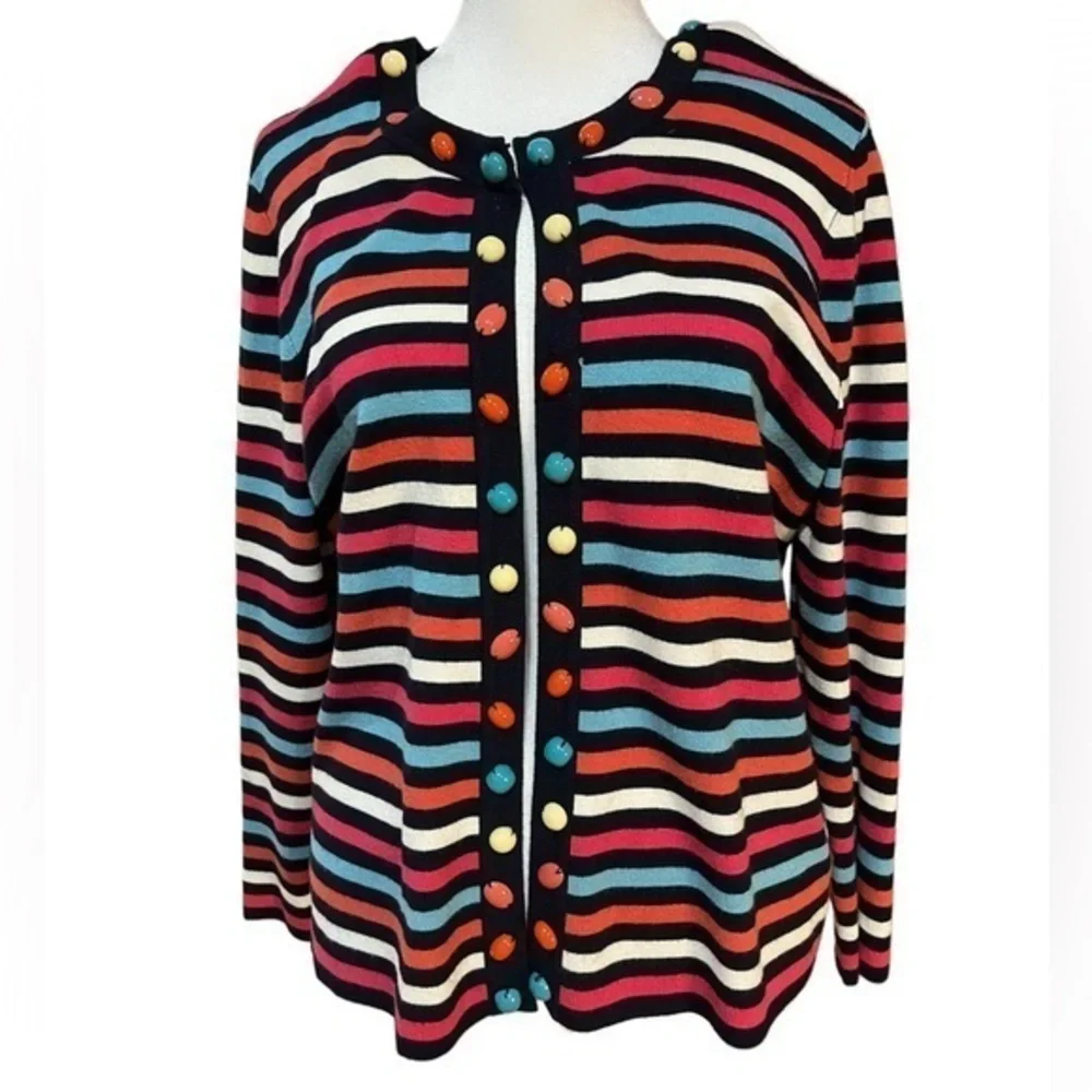 Ruby Rd Stripped Cardigan Sweater - Picture 1 of 9